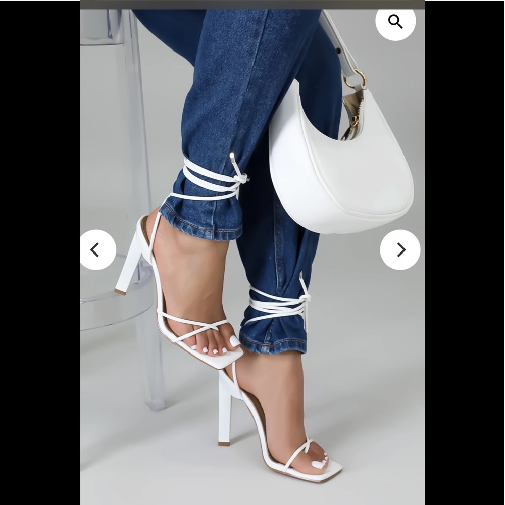 White heels with laces